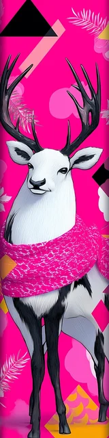 Free unique bookmark featuring a reindeer wearing a pink scarf